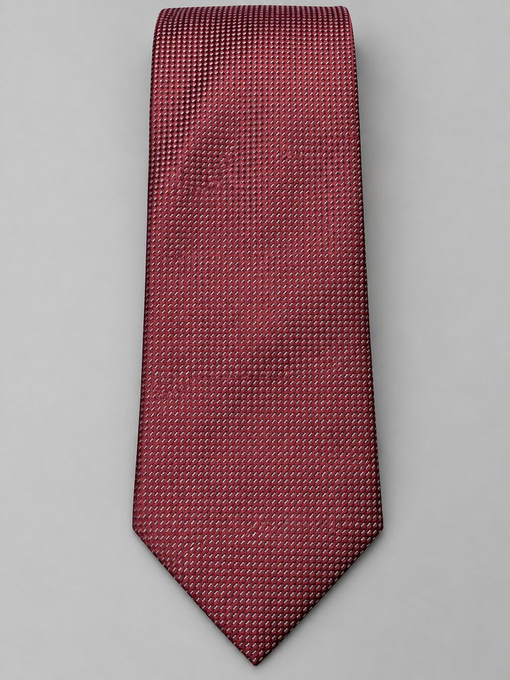 Calvin Klein Men’s 100% Silk Tie Burgundy Red Micro Geometric Woven Necktie